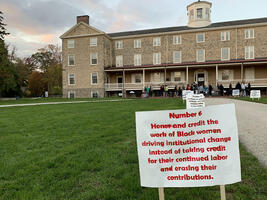 Posters of Strike Demands on Founders Green 4