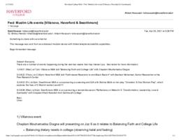 Muslim Life events [Villanova, Haverford & Swarthmore] email