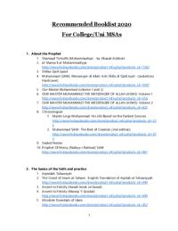 Recommended Booklist 2020 for College/Uni MSAs