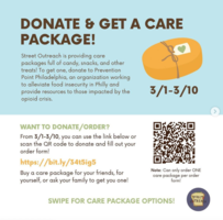 Donate & Get a Care Package flyer