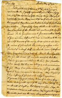 Letter from Phillis Wheatley to Obour Tanner, May 19, 1772