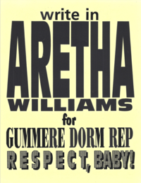 Write in Aretha Williams for Gummere Dorm Rep