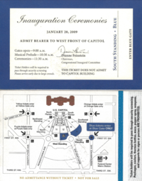 President Barack Obama Inauguration Ticket to the U.S. Capitol