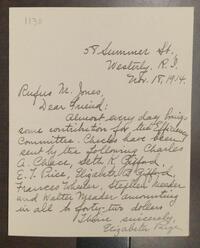 Letter from Elizabeth W. Paige to Rufus Jones 1914 November 18