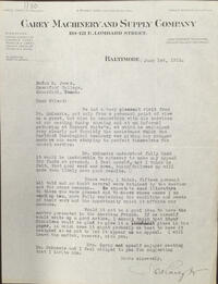 Letter from James Carey Jr. to Rufus Jones 1915 June 1