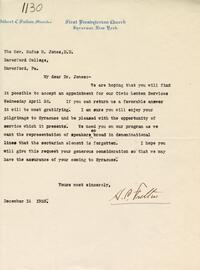 Letter from Albert C. Fulton to Rufus Jones 1923 December 14