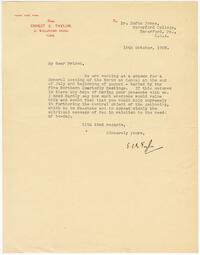 Letter from Ernest E. Taylor to Rufus Jones 1923 October 19