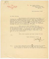 Letter from Ernest E. Taylor to Rufus Jones 1923 November 2