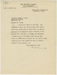 Letter from Chas. R. Brown to Rufus Jones 1923 November 1