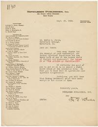 Letter from D. E. Wheeler to Rufus Jones 1924 September 25