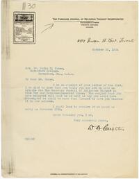 Letter from William B. Creighton to Rufus Jones 1924 October 23