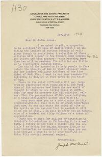 Letter from Joseph Fort Newton to Rufus Jones 1924 November 18