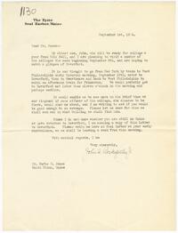 Letter from John D. Rockefeller Jr. to Rufus Jones 1924 September 1