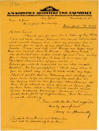 Letter from Adolf Windly to Rufus Jones 1924 May 29