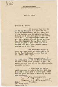 Letter from Eleanor O. Brownell to Rufus Jones 1924 May 20