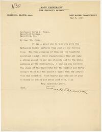 Letter from Charles R. Brown to Rufus Jones 1924 May 3