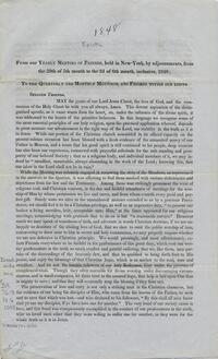 From our Yearly Meeting of Friends, held in New-York, by adjournments, from the 29th of 5th month, to the 2d of 6th month, inclusive, 1848 :to the Quarterly and Monthly Meetings, and Friends within our limits