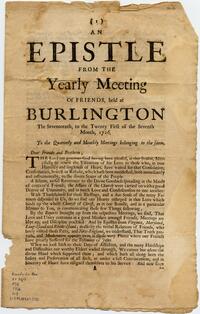 An epistle from the Yearly Meeting of Friends, held at Burlington the seventeenth, to the twenty first of the Seventh Month, 1726 : To the Quarterly and Monthly Meetings belonging to the same .