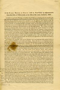 At the Yearly Meeting of Friends, held in New-York, by adjournments, from the 24th of Fifth-month, to the 28th of the same, inclusive, 1847