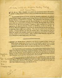 Report to the Monthly Meeting of Kingston, in the case of a complaint of Sarah Southall and Samuel Fossick, against George Harrison, from the Joint Committee appointed thereon .