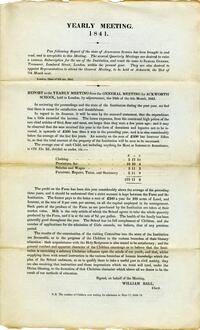 Yearly Meeting, 1841 : report to the Yearly Meeting from the general meeting for Ackworth School, held in London, by adjournment, the 18th of 5th Month, 1841