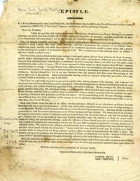 Epistle : at a Yearly Meeting held in the City of New-York, by adjournments from the 26th to the 31st of 5th month, inclusive, 1828, composed of Friends of New-York, Vermont, Connecticut, and the province of Canada