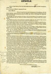 Epistle from our Yearly Meeting of New-York, held by adjournments from the 28th [i.e., 25th] to the 29th of the 5th Month, inclusive, 1829 : to the Meetings and members composing the same