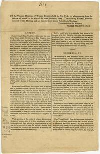 At the Yearly Meeting of Women Friends, held in New-York, by adjournments, from the 26th of 5th month, to the 30th of the same, inclusive, 1834 : the following Epistles were received by this Meeting, and are directed down to our subordinate Meetings