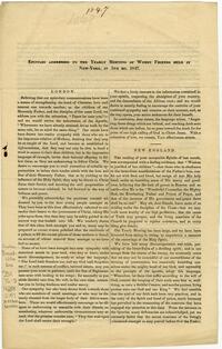 Epistles addressed to the Yearly Meeting of Women Friends held in New-York, in 5th mo. 1847