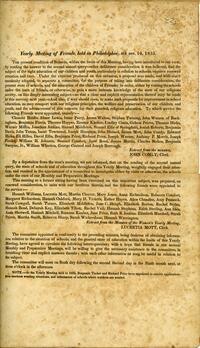 To the Senate and House of Representatives of the United States in Congress assembled. The memorial and address of the people called Quakers from their yearly meeting held in Philadelphia, by adjournments from the 25th of the 9th month, to the 29th of the