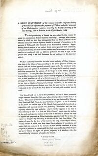 A brief statement of the reasons why the religious Society of Friends object to the payment of tithes, and other demands of an ecclesiastical nature / Issued by the yearly meeting of the said society, held in London, in the fifth month, 1832