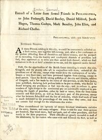 Extract of a letter from several Friends in Philadelphia, to John Fothergill, David Barclay ... [and others] (requesting assistance in a time of scarcity) Philadelphia, 16th, 12 Month 1777