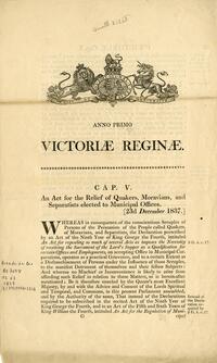 An act for the relief of Quakers, Moravians, and separatists elected to muncipal officers