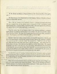 To the Senate and House of Representatives of the Commonwealth of Pennsylvania : - The Remonstrance of ... Friends in Pennsylvania, &c., respectfully showeth; That a bill