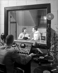 Three DJs at the Haverford College radio station