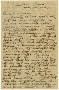 Letter from William Warder Cadbury to Emma Cadbury, Jr., 1924 January 20