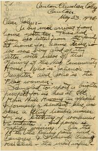 Letter from William Warder Cadbury to John Cadbury, 1926 May 23