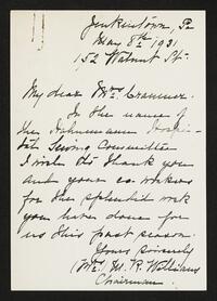 Mrs. M. R. Williams letter to Bertha S. Cranmer