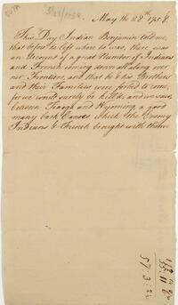 Invasion, Account of Indians, May 28, 1758