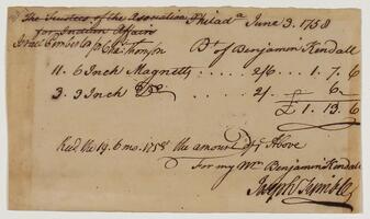 Bills and Receipts, June 19, 1758