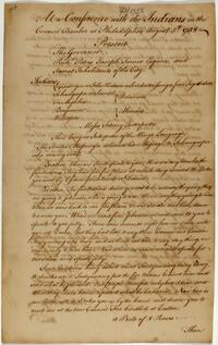 Minutes of a Conference between the Indians and the Governor of Pennsylvania, August 5, 1758