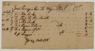 Bills and Receipts, October 24, 1758