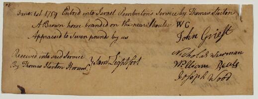 Bills and Receipts, March 1, 1759