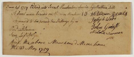 Bills and Receipts, March 1, 1759