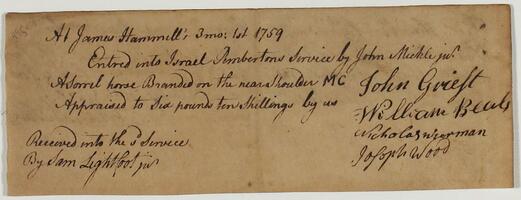 Bills and Receipts, March 1, 1759