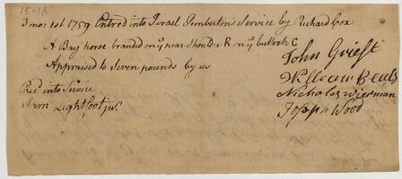 Bills and Receipts, March 1, 1759