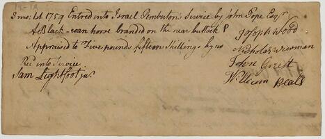 Bills and Receipts, March 1, 1759