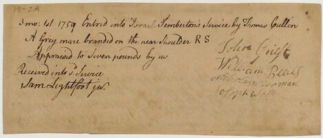 Bills and Receipts, March 1, 1759