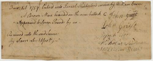 Bills and Receipts, March 1, 1759