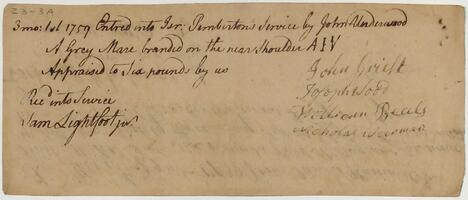 Bills and Receipts, March 1, 1759